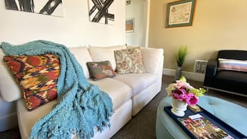 Smart TV, chimenea y libros