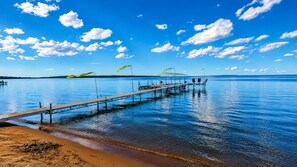 On the beach, sun loungers, beach towels - Ultra Private Lake Home on Sandy Beach!  (Walker)