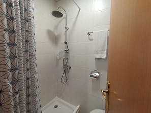 Regadera, amenidades de baño gratuitas, secadora de cabello, toallas 