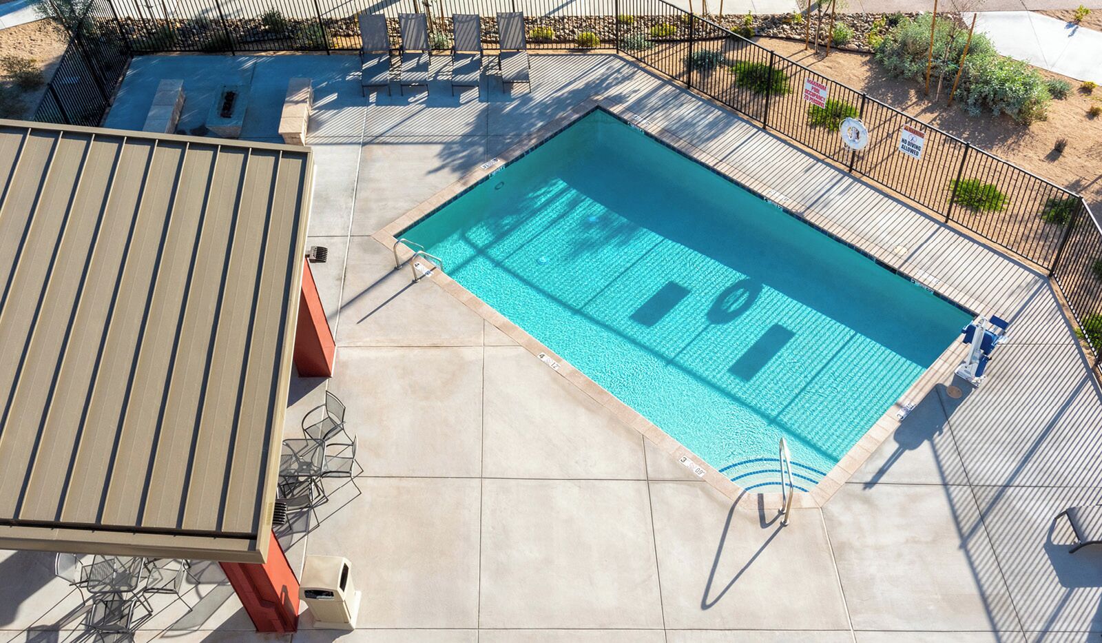 outdoor pool, pool loungers