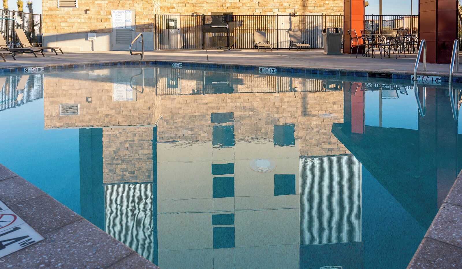 outdoor pool, pool loungers
