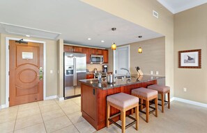 Fridge, microwave, oven, stovetop - Maui Resort Rentals:  Honua Kai Hokulani 111 – Ground Floor Interior Courtyard 2BR, Steps to Pools, Beach, and BBQs, Large Lawn Area! (Lahaina)