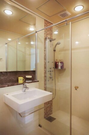 Hair dryer, soap, shampoo
