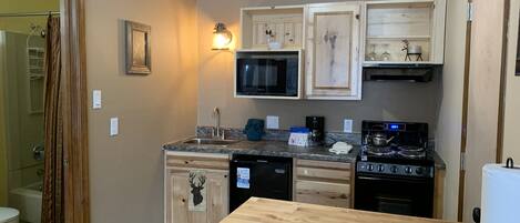 Oven, stovetop, dishwasher, coffee/tea maker