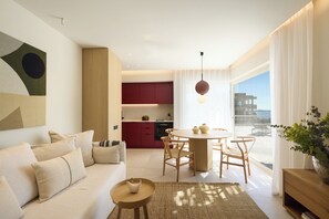 Design Penthouse | Living area | 43-inch flat-screen TV with digital channels, TV