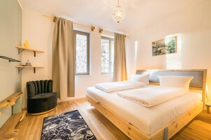 Individually decorated, individually furnished, desk, laptop workspace