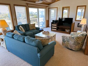 テレビ、暖炉、DVD プレーヤー、書庫