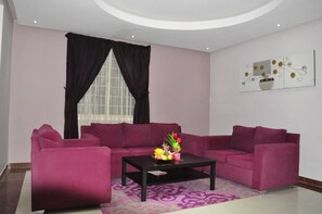 40-inch flat-screen TV with satellite channels, TV