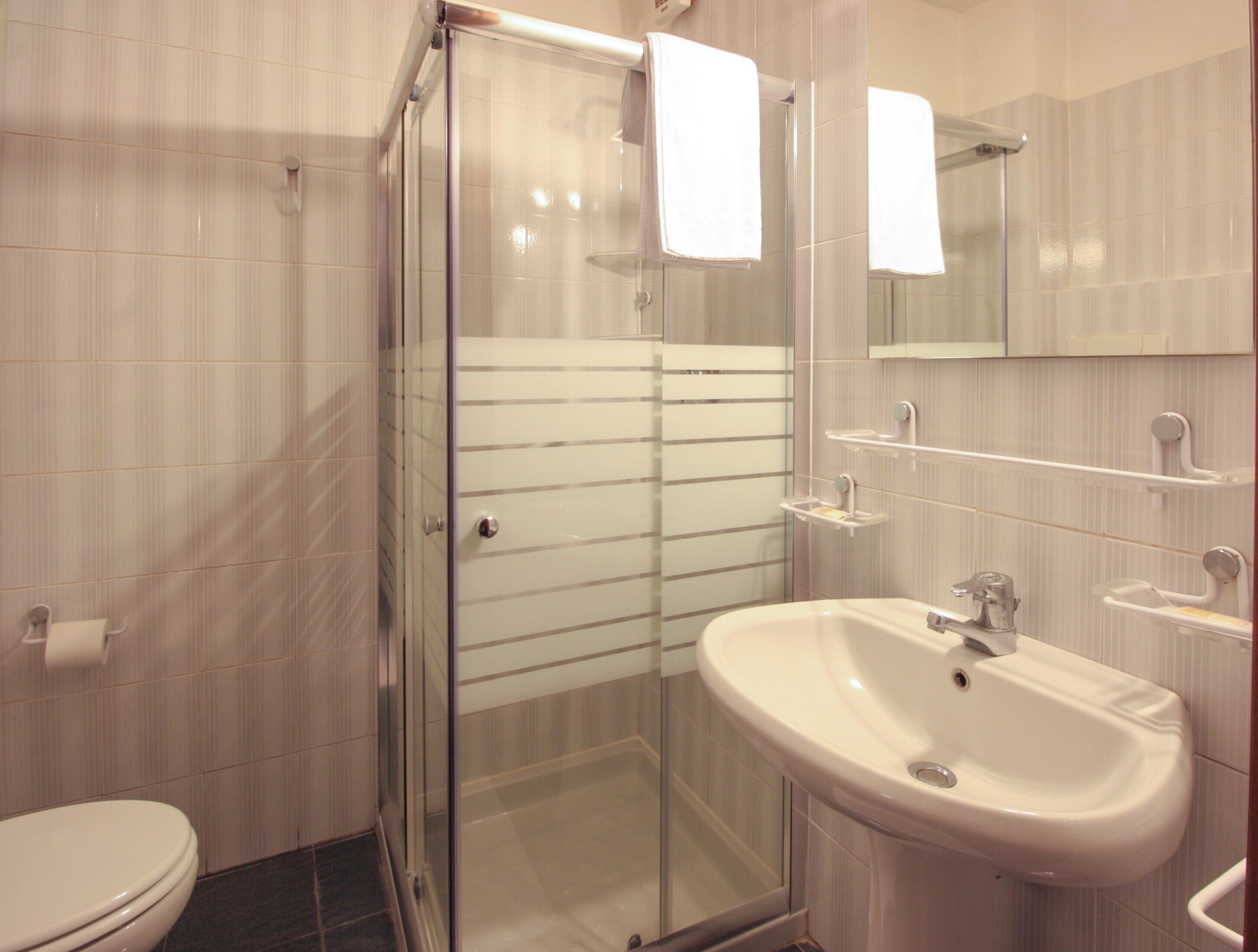 Camera con letto matrimoniale o 2 letti singoli | Bagno | Doccia, bidet, asciugamani