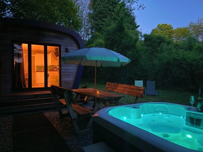 Luxury Camping Pod with Private Hot Tub & Garden in Devon