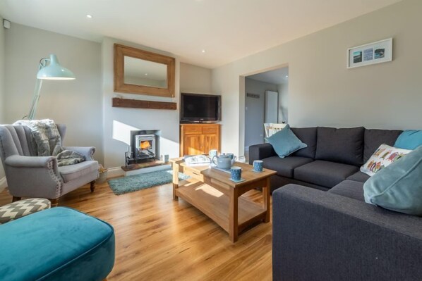 TV, fireplace - Seashells (2), Wells-next-the-Sea, Norfolk (Wells-next-the-Sea)