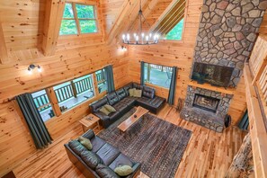 TV, fireplace, video games, DVD player