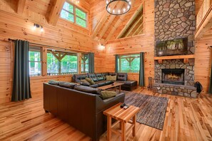 Televisión, chimenea, videojuegos y reproductor de DVD 