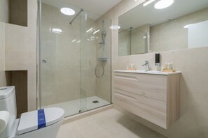 Penthouse Deluxe, 2 chambres, terrasse, vue ville | Salle de bain