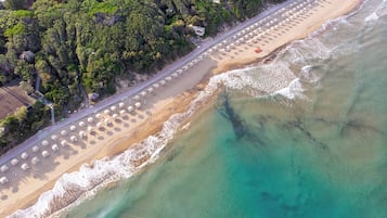 Private beach, sun-loungers, beach umbrellas, snorkelling