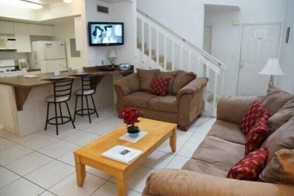 Flat-screen TV, DVD player