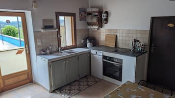 Réfrigérateur, micro-ondes, four, plaque de cuisson