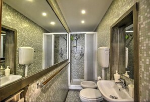 Rainfall showerhead, hair dryer, bidet, towels