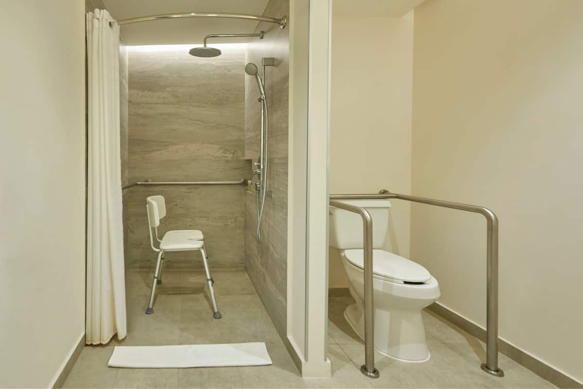 room, 1 king bed, non smoking | bathroom | shower, rainfall showerhead, free toiletries, towels