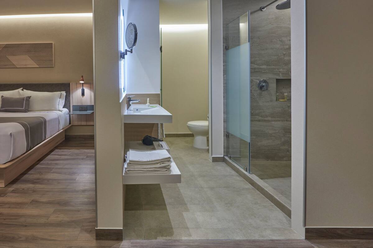 room, 1 king bed, non smoking | bathroom | shower, rainfall showerhead, free toiletries, towels