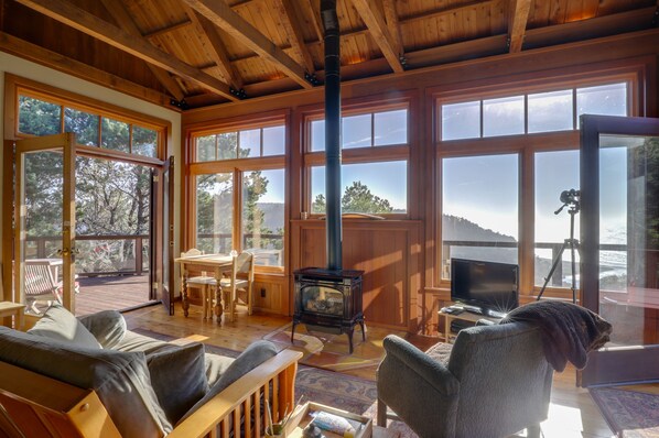 TV, fireplace, DVD player, books