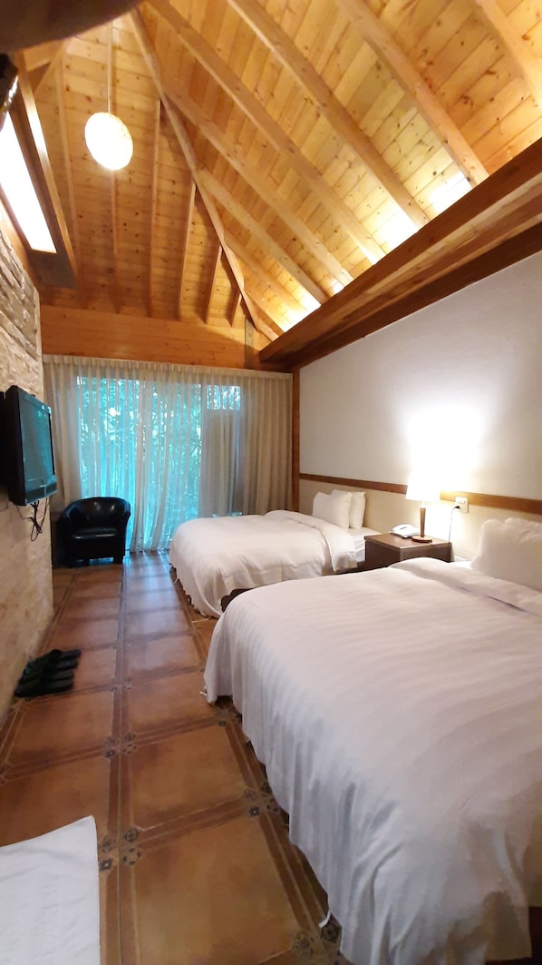 Blackout curtains, free WiFi, bed sheets