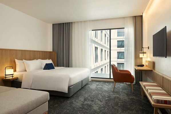 In-room safe, desk, laptop workspace, soundproofing
