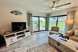 TV, DVD player, ping pong