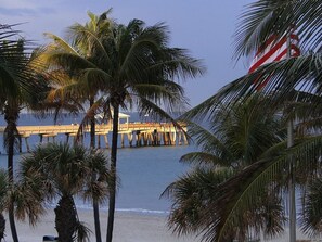 On the beach, sun loungers, beach towels