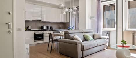 Appartement, 1 slaapkamer | Woonruimte | Een flatscreentelevisie, Netflix, filmpremières en betaalfilms