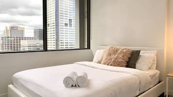 1 bedroom, desk, iron/ironing board, travel cot