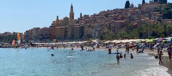 Exceptional panoramic view with beach and town on foot