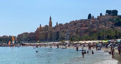 Exceptional panoramic view with beach and town on foot