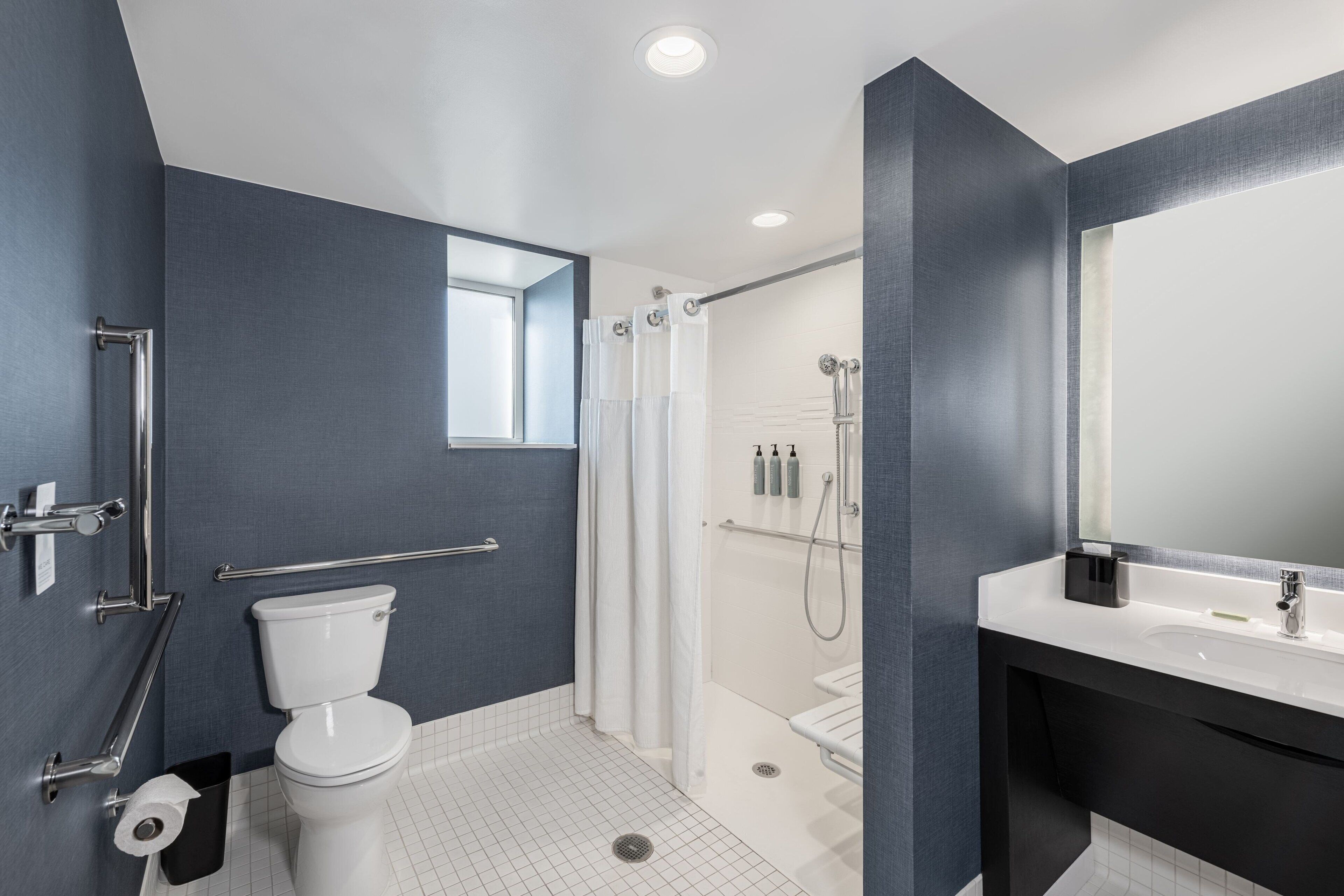 free toiletries, hair dryer, towels