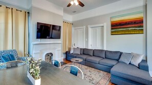 0-inch flat-screen TV with cable channels, TV, Netflix