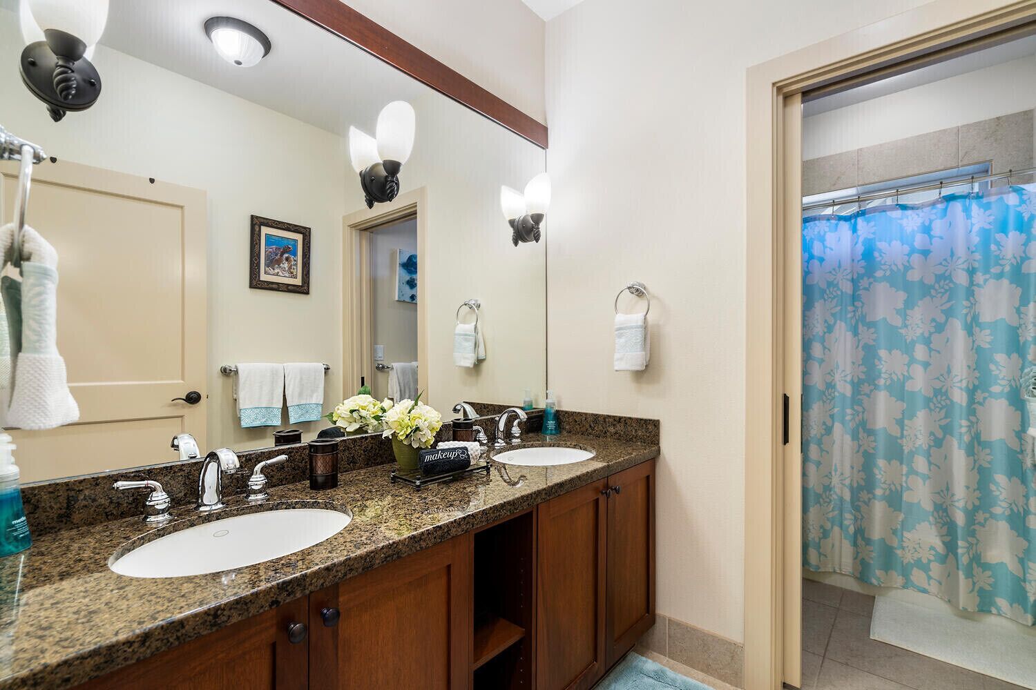 Combined shower/tub, jetted tub, hair dryer, towels