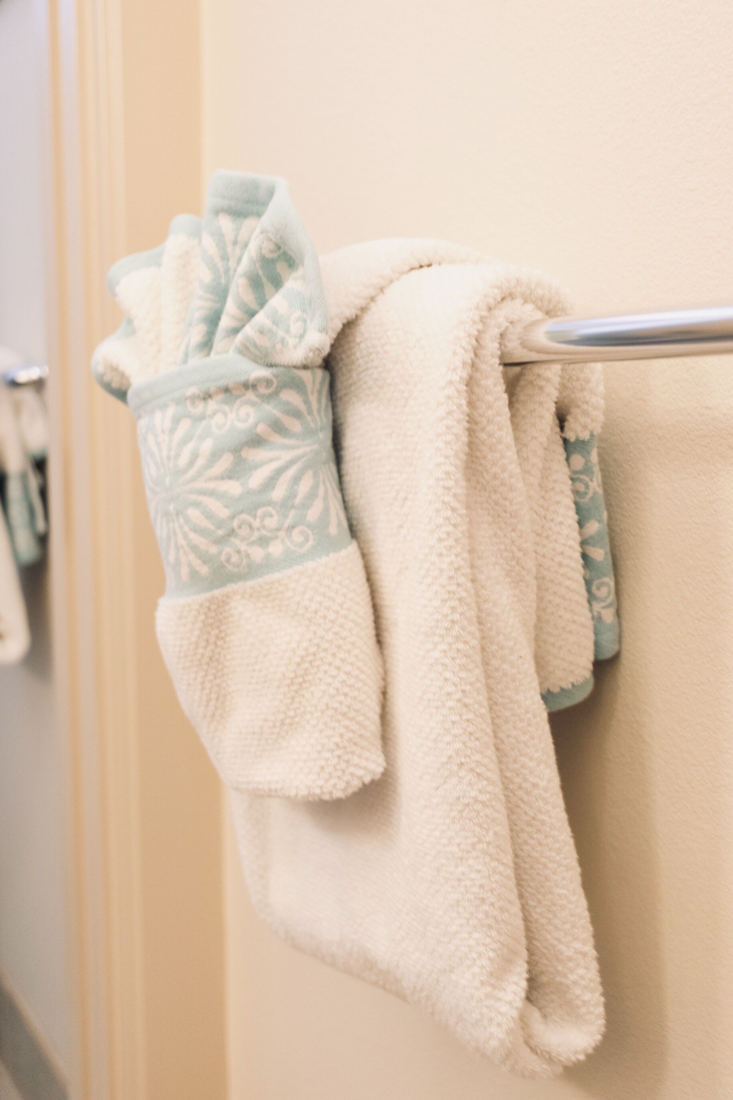 Combined shower/tub, jetted tub, hair dryer, towels