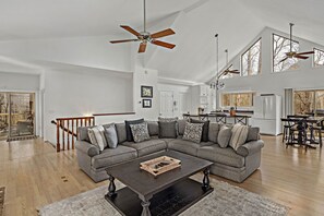 TV, fireplace, DVD player, books