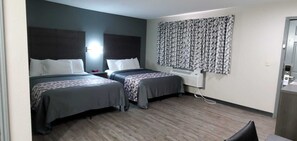 Standard Double Room, 2 Queen Beds | Desk, laptop workspace, blackout drapes, soundproofing - Crescent Park Motel & Suites (Littlefield)