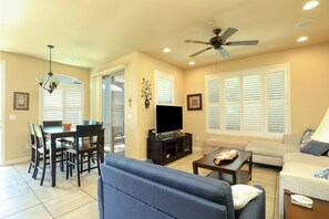 TV, DVD player, stereo