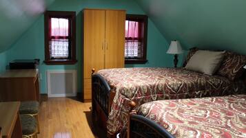 Room, 2 Queen Beds, Shared Bathroom | Individually decorated, individually furnished, laptop workspace