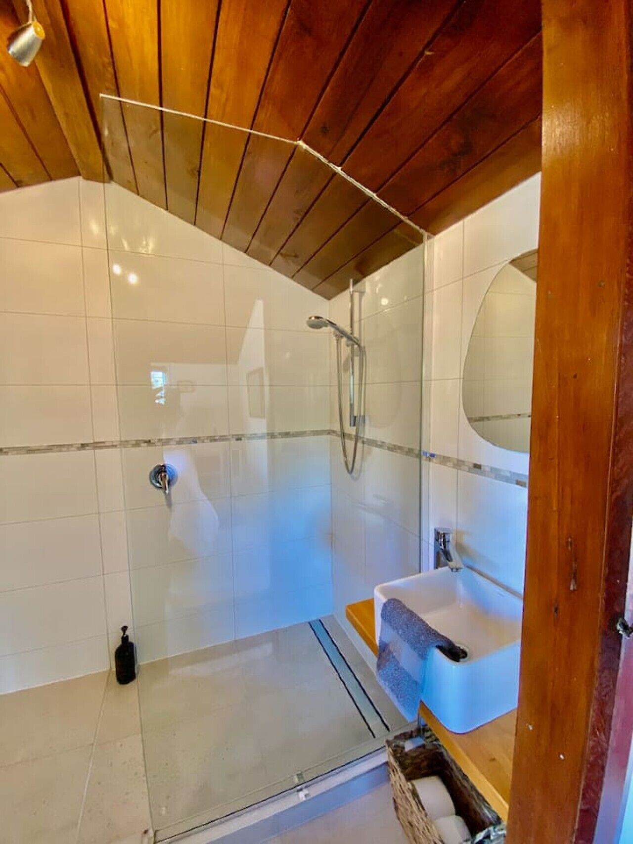 Shower, bidet, towels, soap