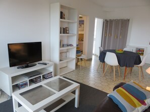 Smart TV, DVD player, books, video library - Superb apartment with sea view / terrace (50 m²) / Rochebonne -Saint Malo (Saint-Malo)