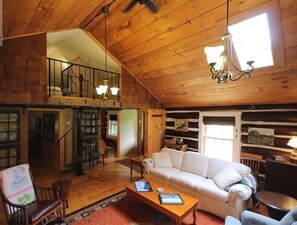 Smart TV, fireplace, DVD player, books