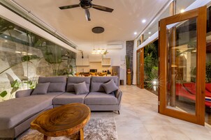 Exclusive Villa, 3 Bedrooms, Private Pool, Pool View | Living area | 49-inch Smart TV with digital channels, TV