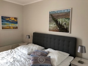 2 bedrooms, blackout drapes, travel crib, WiFi