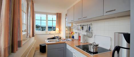 Fridge, oven, dishwasher, coffee/tea maker