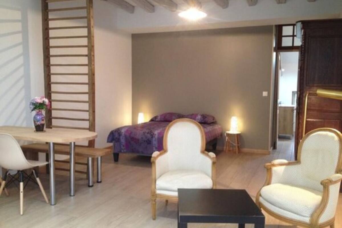Habitación doble, vistas al jardín (La Lurcy) | Escritorio, tabla de planchar con plancha, wifi gratis