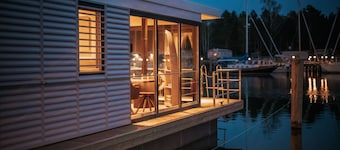 Houseboat Trinity, a sealoft on the Baltic Sea in Peenemünde Island Usedom