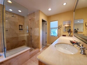 Combined shower/bathtub, jetted bath, hair dryer, towels - Olivenhain Mini Estate in quiet area less than 12 mins from several beaches.  (Encinitas)
